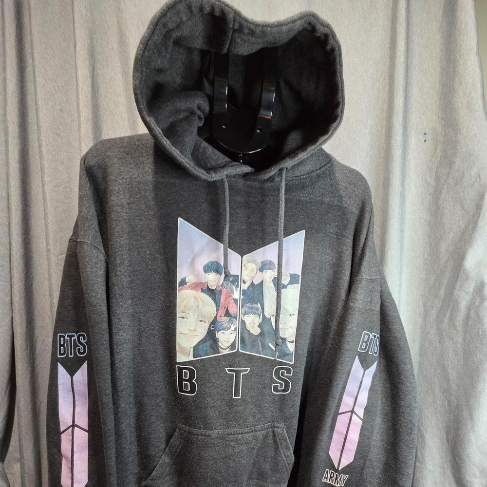 Pacific & Co BTS Army K-Pop Graphic Hoodie Charcoal Gray Mens 2XL XXL
